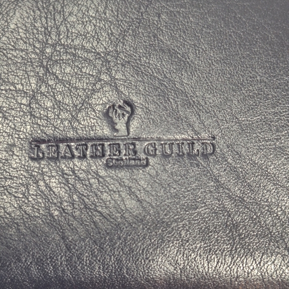 NWT Leather Guild Harris Tweed Wool Tarten Bluebell Leather Coin Purse Scotland - Picture 4 of 14